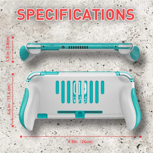 Vista 6 de MEQI Funda de agarre compatible con Nintendo Switch Lite, cómoda y ergonómica funda protectora portátil para juegos, accesorios para consola Switch