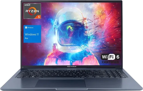 Vista 7 de ASUS Portátil VivoBook 16X, WUXGA de 16 pulgadas (1920 x 1200) pantalla 16:10, CPU AMD Ryzen 5 5600H, gráficos AMD Radeon Vega 7, 16 GB de RAM, SSD