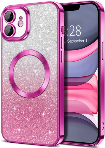 Vista 76 de Hython Funda para iPhone 13 Pro transparente con purpurina magnética [compatible con MagSafe] Protector completo de lente de cámara delgado