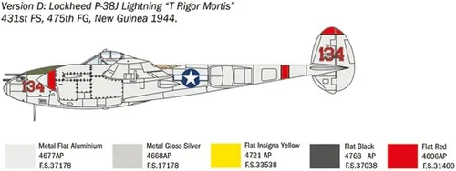 Vista 7 de Italeri 1446 P-38J Lightning 1:72 Kit de modelo de plástico a escala 1:72