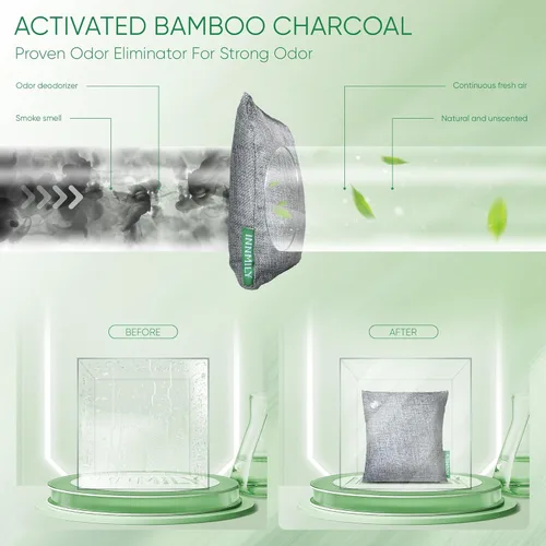 Vista 3 de Absorbedor de olores de carbón activado, ganchos grandes de 17.64 oz de ancho, eliminador de olores naturales para olores fuertes, bolsas