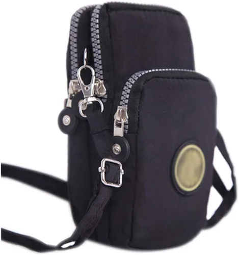 Vista 5 de ZGMYC Bolsa de 3 capas para teléfono celular, bolso de pulsera impermeable deportivo para el hombro, cartera