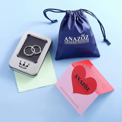 Vista 6 de ANAZOZ I Love You His & Hers - Anillos de boda a juego con circonita cúbica ajustable para parejas