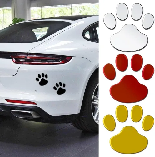 Vista 6 de AKOAK 4 calcomanías 3D con estampado de pata de perro, calcomanías para insignia de automóvil, calcomanías para parachoques de ventana de automóvil
