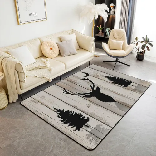 Vista 10 de Alfombra de fogata de 3 x 5 pies, decoración de tocones de árbol de bosque para niñas, mujeres, hombres y adolescentes, alfombra de madera marrón