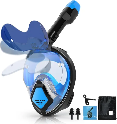 Vista 9 de Devilfish Full Face Snorkel Mask Adults, Dry Top System Snorkeling Set with Foldable Sunglasses, 180 Degree Panoramic View Snorkel Gear, Scuba