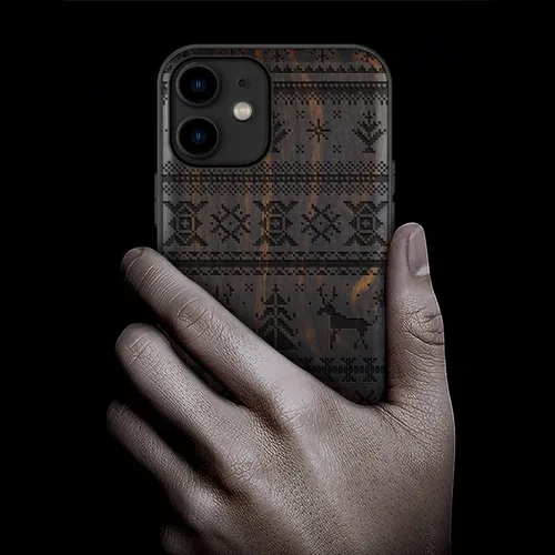 Vista 2 de Carveit Funda de madera para iPhone 11 [madera natural y TPU suave negro] a prueba de golpes, elegante protector de teléfono de madera compatible