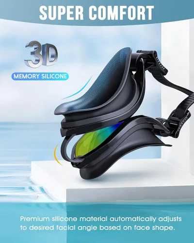 Vista 4 de Swim Goggles, Unisex Adult Swimming Goggles Upgraded Anti Fog Anti UV No Leakage Wide View for Men Women Youth
