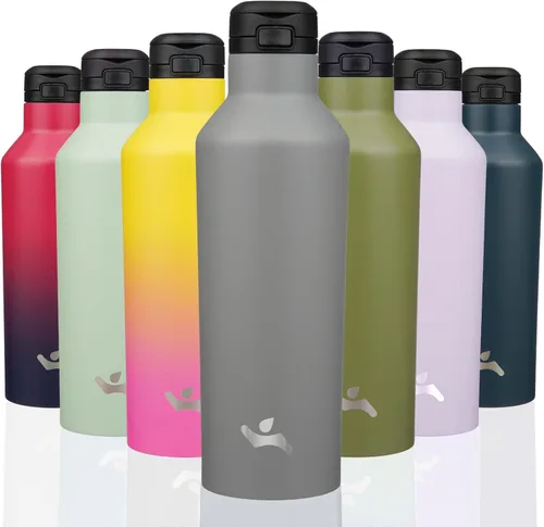 Vista 36 de Konokyo - Botella de agua aislada con popote, 25 onzas, doble pared de acero inoxidable al vacío con 2 tapas, cielo