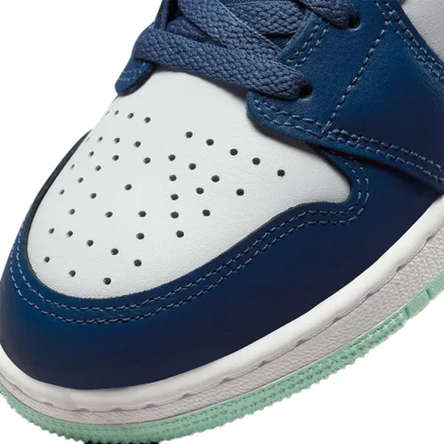 Vista 8 de Nike Air Jordan 1 Mid GS Zapatos para hombre, azul marino místicoespuma menta, blanco, 4.5 niños grandes, negro, blanco, rojo (WhiteGym Red-Black)