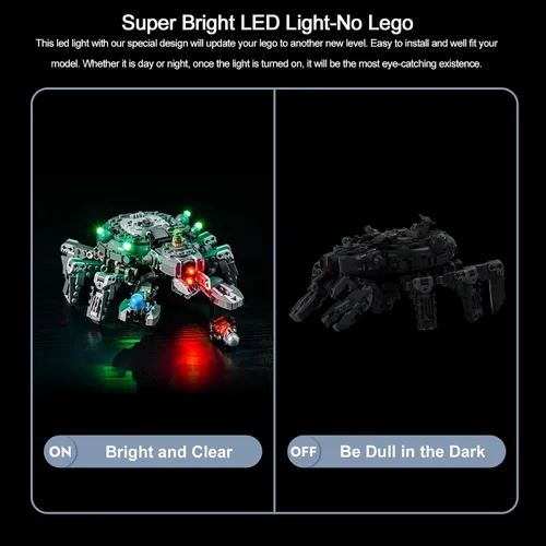 Vista 3 de BrickBling Kit de luz LED compatible con Lego Spider Tank, iluminación creativa compatible con Lego 75361-Sin modelo, solo luces