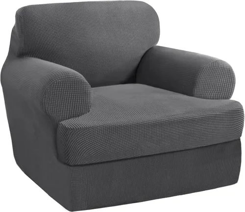 Vista 72 de PrinceDeco Fundas elásticas para sillón de 2 piezas, fundas de sofá para sillas con cojines en forma de T, fundas suaves para muebles con 1 funda