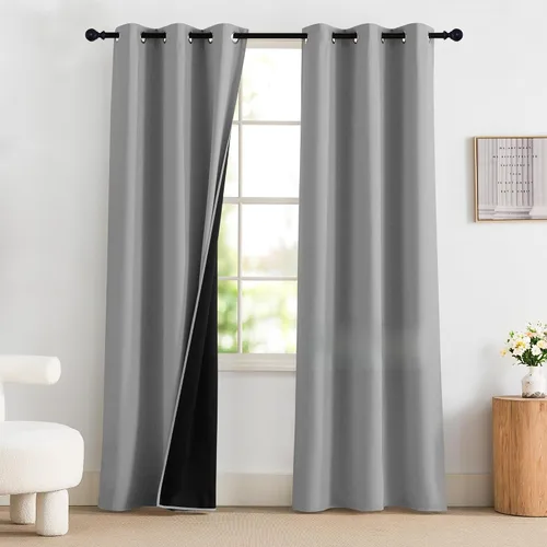 Vista 101 de NICETOWN Cortinas 100% Opacas Cortas de 36 Pulgadas de Largo para Dormitorio, Privacidad Aislamiento Térmico con Ojales Cortinas de Ventana