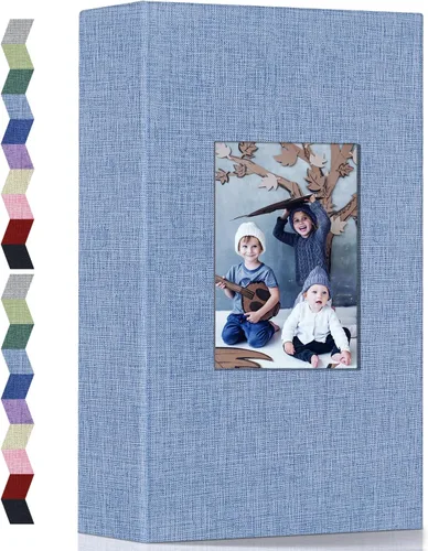 Vista 32 de popotop - Álbum de fotos 4x6 con 100 fotos, libros de fotos con 100 bolsillos verticales, cubierta de lino, álbumes para fotos familiares, de boda