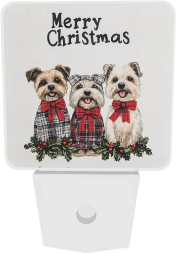 Vista 6 de Juego de 2 lámparas LED de noche enchufables para perros de Navidad, juego de 2 luces nocturnas de emergencia con sensor automático para dormitorio