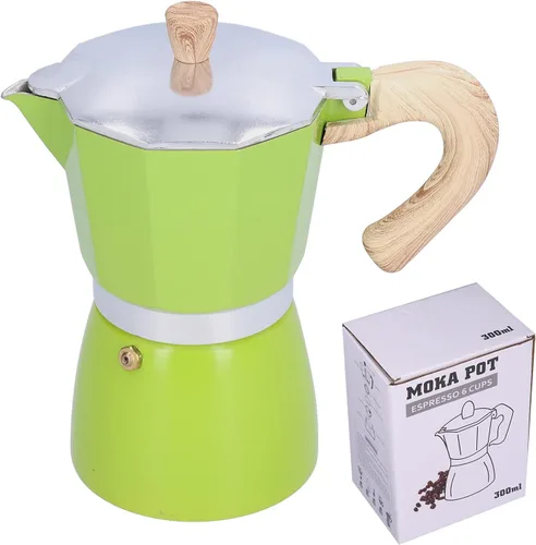 Vista 7 de Cafetera clásica para estufa de gas, cafetera Moka de 10.5 onzas líquidas, con mango ergonómico, preparación rápida, excelente aleación de aluminio