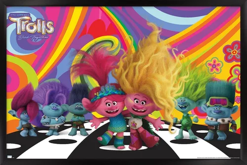 Vista 8 de Trends International Trolls Band Together (2023) - Universe Wall Poster, 22.4L x 14.7W, Barnwood Framed Version