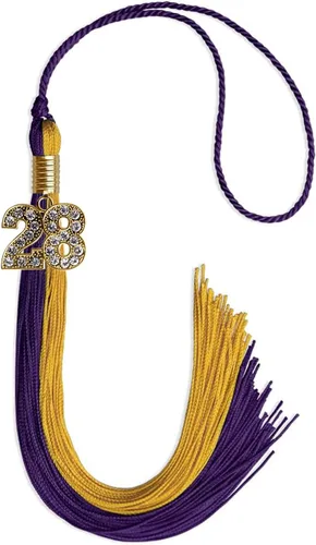 Vista 68 de Endea Graduation Borla de doble color con dije dorado (negro/oro brillante, 2022)
