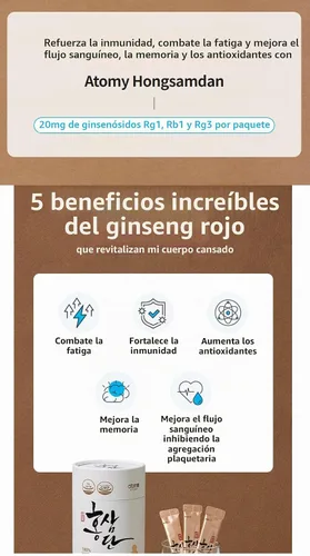 Vista 3 de Gránulos esféricos de ginseng rojo coreano (Hongsamdan) - Ginseng rojo 100% puro, 60 barras (2 cajas), apoyo inmunológico y refuerzo de energía