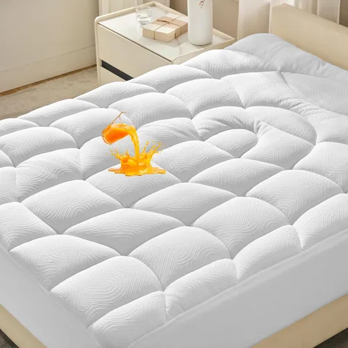 Vista 18 de Unikome - Protector de colchón ultra suave e impermeable para personas que duermen con calor Azul claro