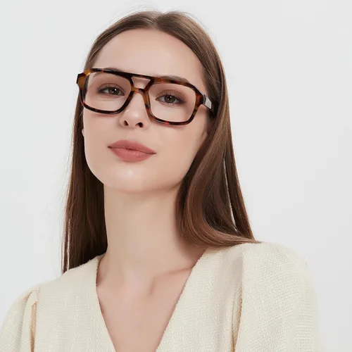 Vista 2 de Lentes de lectura estilo aviador para mujeres y hombres, paquete de 3 unidades, bloqueo de luz azul, PC, material reciclado, retro, LHJ209