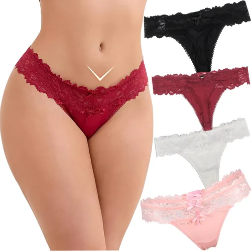Vista 84 de ohyeah Tangas sexy de encaje tangas bragas de tiro bajo ropa interior para mujer de algodón entrepierna braga tangas bragas 4-18