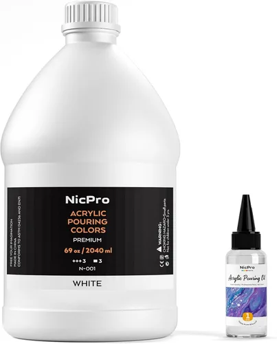 Vista 12 de Nicpro Pintura acrílica de color negro azabache, suministros de pintura premezclada de 33.8 onzas con aceite de silicona y guantes para lienzo