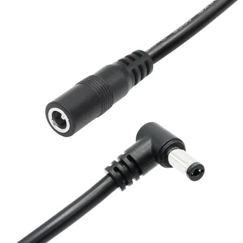 Vista 2 de Cable de extensión de alimentación de 9 pies - 0.217 in x 0.083 in, 18AWG, ángulo recto de 90 grados DC 5521 macho a hembra, cable de alimentación