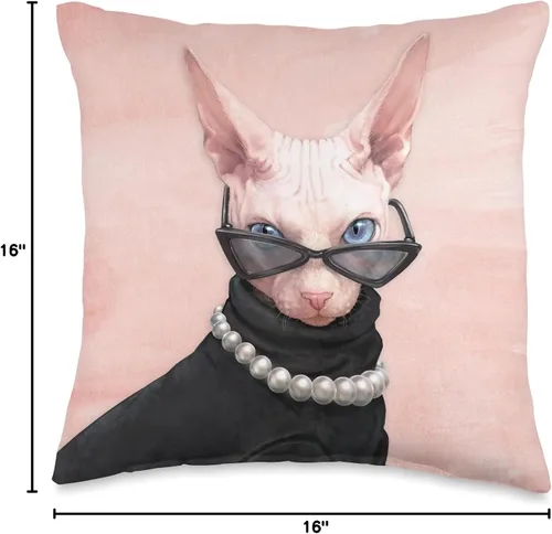 Vista 4 de Sphynx Cat Posh Sphynx - Almohada de 16.0 x 16.0 in, multicolor