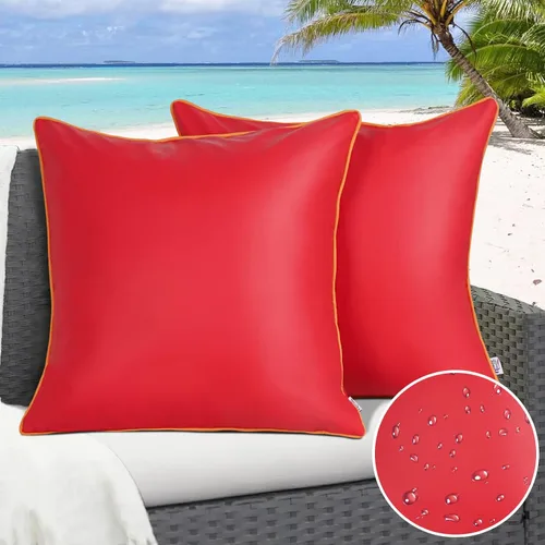 Vista 26 de Paquete de 2 fundas de almohada para exteriores de 12 x 20 pulgadas, resistente al agua, de piel de silicona, resistente a los rayos UV, resistente