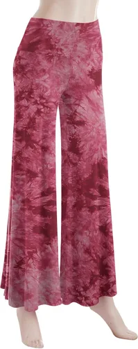 Vista 69 de Made By Johnny Pantalones palazzo elásticos de pierna ancha para mujer, lisos, casuales, cómodos