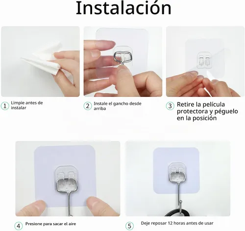 Vista 7 de Ganchos adhesivos para toallas, gancho adhesivo de pared para colgar en la Gancho adhesivo (transparente)