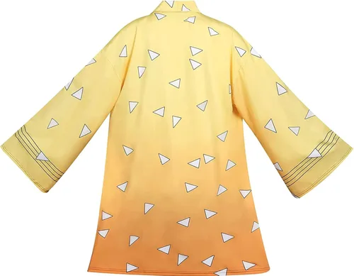 Vista 2 de Kids Demon Slayer Kimono Zenitsu Giyu KochoCosplay Demon Slayer Costume for Kids Robe Kimetsu No Yaiba