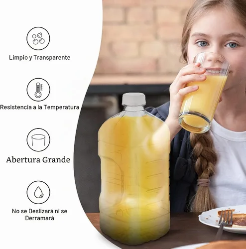 Vista 6 de MT Products Botellas de Jugo de Plástico PET Transparente de 64 oz. - Recipiente Vacío con Tapas a Prueba de Manipulación (Juego de 2) - Fabricado