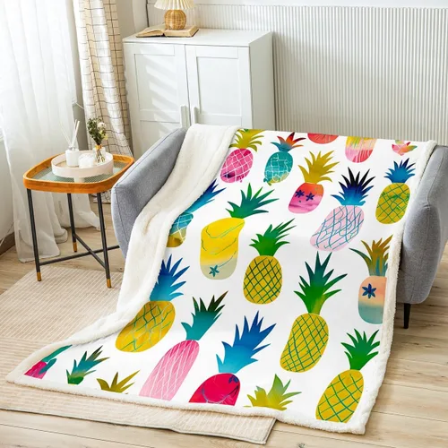 Vista 35 de Feelyou - Manta de forro polar con estampado de melocotones, diseño tropical de frutas, suave y linda, para cama, sofá, sillón, decoración de Multi