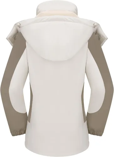 Vista 3 de Camel Crown Chaqueta de esquí para mujer, abrigo de nieve para invierno, vellón cálido, impermeable, chaqueta para snowboard M-Beige
