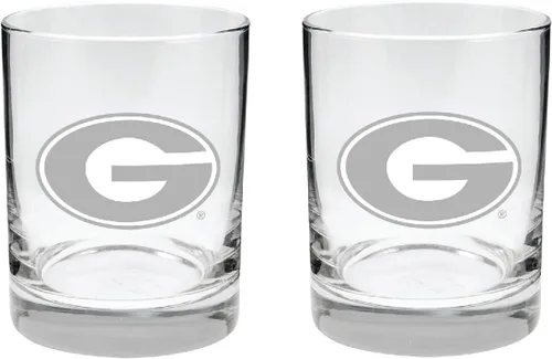 Vista 43 de Alabama - Juego de 2 vasos de cristal grabado satinado de 2 caras Marea carmesí de Alabama