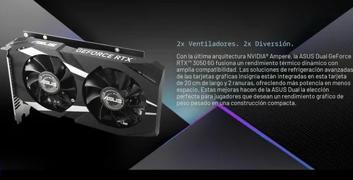 Vista 17 de ASUS Tarjeta gráfica para juegos Dual GeForce RTX 3050 6GB GDDR6 OC Edition
