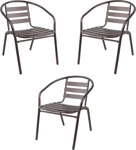 Vista 7 de Juego de 2 sillas apilables de aluminio de metal para restaurante para interiores y exteriores, ligeras, para comedor, patio, tienda