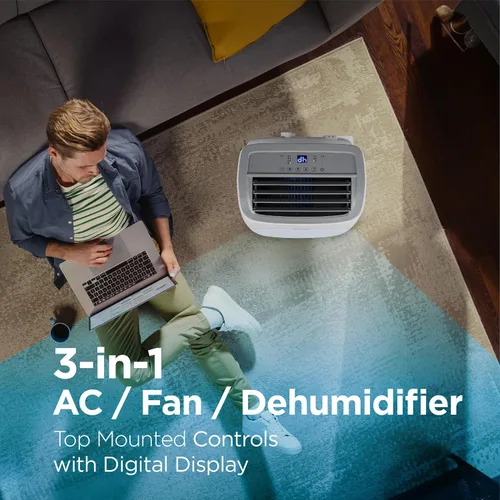 Vista 4 de Black + Decker Aire Acondicionado Portátil con mando a distancia 5,300 BTU SACC for Rooms up to 400 Sq. Ft., 3-in-1 Portable AC, Fan and Dehum