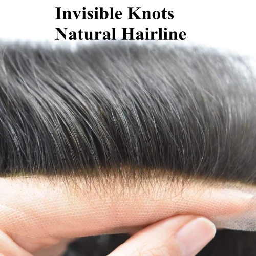 Vista 3 de Tupé de pelo para hombres Cabello humano para hombre Hairpieces y tupés Durable Fine Monofilament Mens Hair System Lace Front Mens Toupee Mens Hair