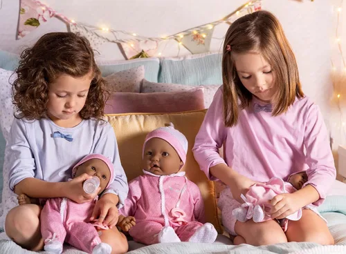 Vista 2 de La Baby Hispanic - Muñeca bebé hispana de cuerpo suave pequeño de 11 pulgadas JC Toys - La Baby Lavable Traje floral rosa extraíble con Mono