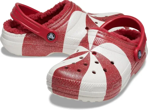 Vista 6 de Crocs Women's Classic Holiday Lined Fuzzy Clogs Blanco/Rojo