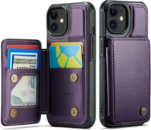 Vista 57 de Vinich for iPhone XR Wallet Case with Card Holder, Black RFID Blocking Credit Slots, Kickstand, Shockproof Flip Phone Cover, PU Leather, Double