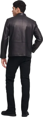 Vista 2 de DKNY Chaqueta moderna de cuero de cordero para hombre
