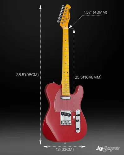 Vista 7 de Leo Jaymz Guitarra eléctrica en color brillante, cuerpo de caoba de alto brillo y cuello de arce duro, golpeador acrílico transparente de alta