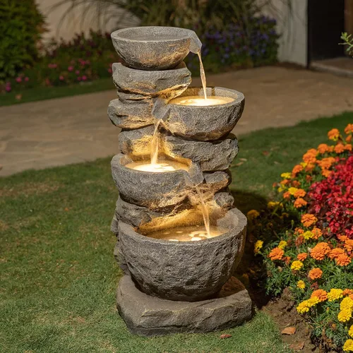 Vista 10 de Glitzhome - Fuente de agua con luz LED para exteriores