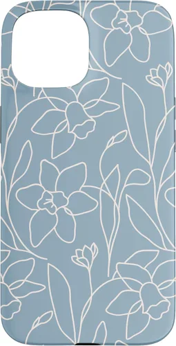 Vista 6 de Poppy Flower Line Art Modern Leaves Boho Light Blue Case for iPhone 17