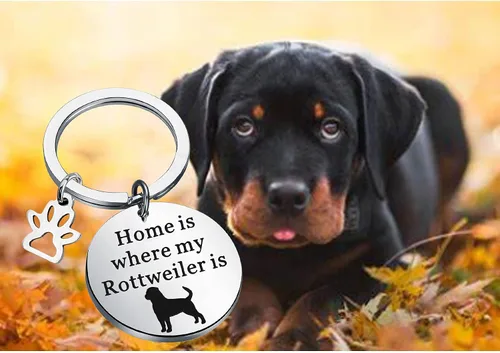 Vista 6 de Rottweiler Gift Home Is Where My Rottweiler Is Keychain Rottweiler Dog Jewelry