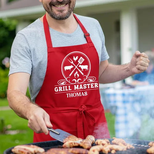 Vista 4 de Delantal para barbacoa y parrilla, regalo personalizado para el día del padre para papá, maestro de parrilla, abuelo, delantal de chef, delantales